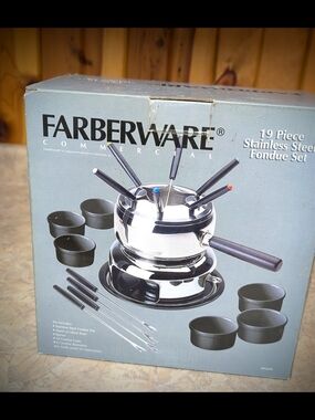 Farberware Commercial 19 Piece Stainless Steel Fondue Set Vintage Party